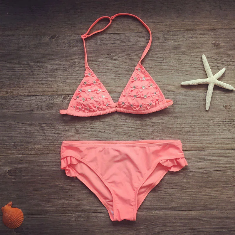 Купальный костюм для девочек 2019 г. детские купальники с бантиком из горного