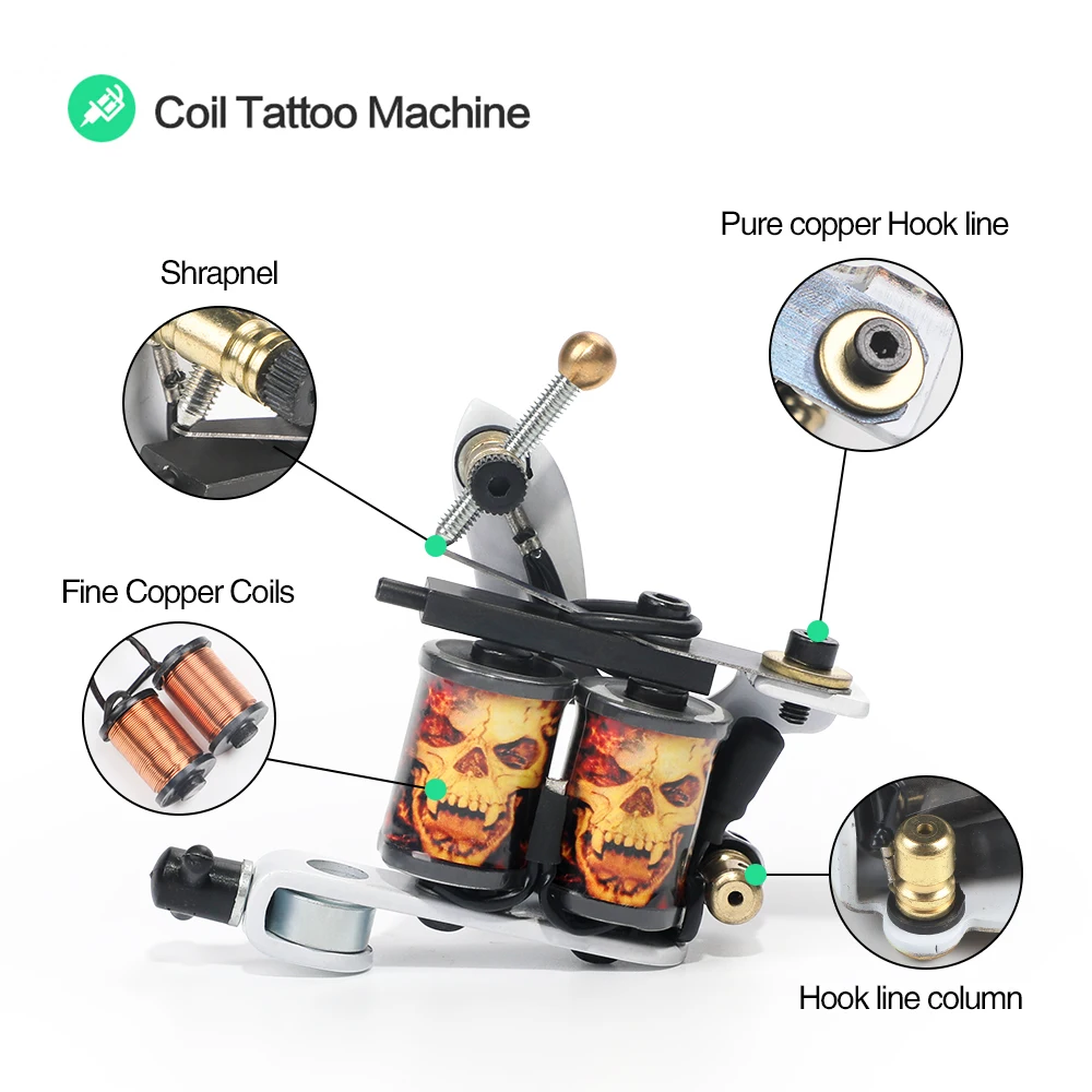 Полный комплект для татуировки 2 катушки набор начинающих электропитание педаль