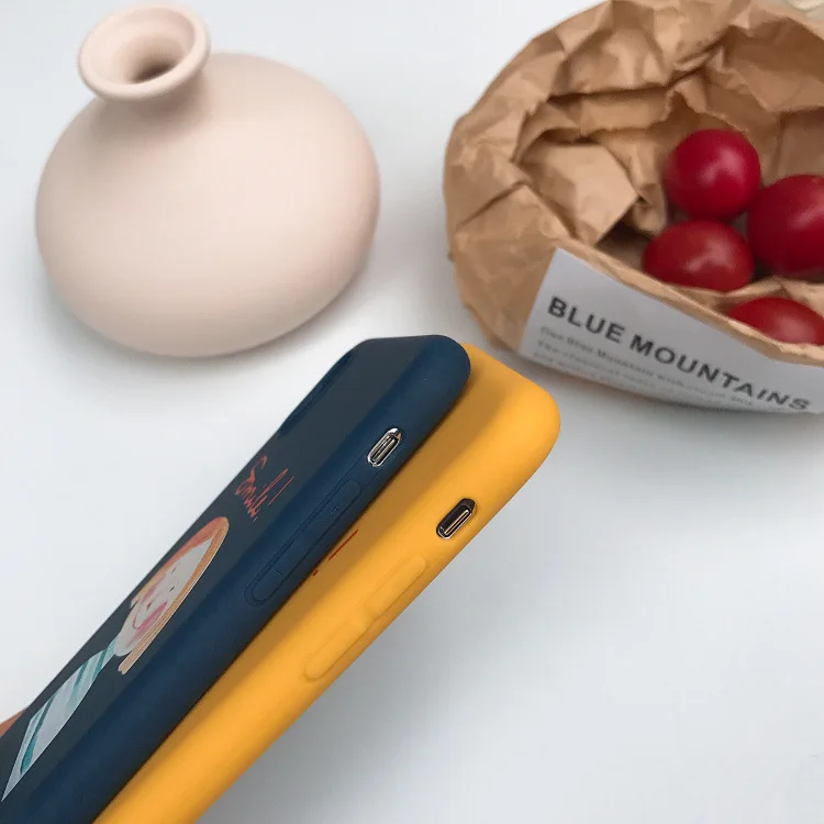 Мультфильм ручная роспись улыбающаяся девушка желтый синий для iphone X XR XS Max 6 S 7 8 Plus