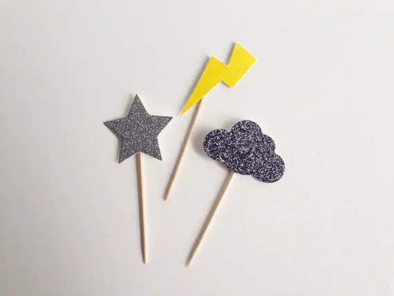 Блестящие облака звездочки осветляющие болты для кексов дня рождения свадьбы