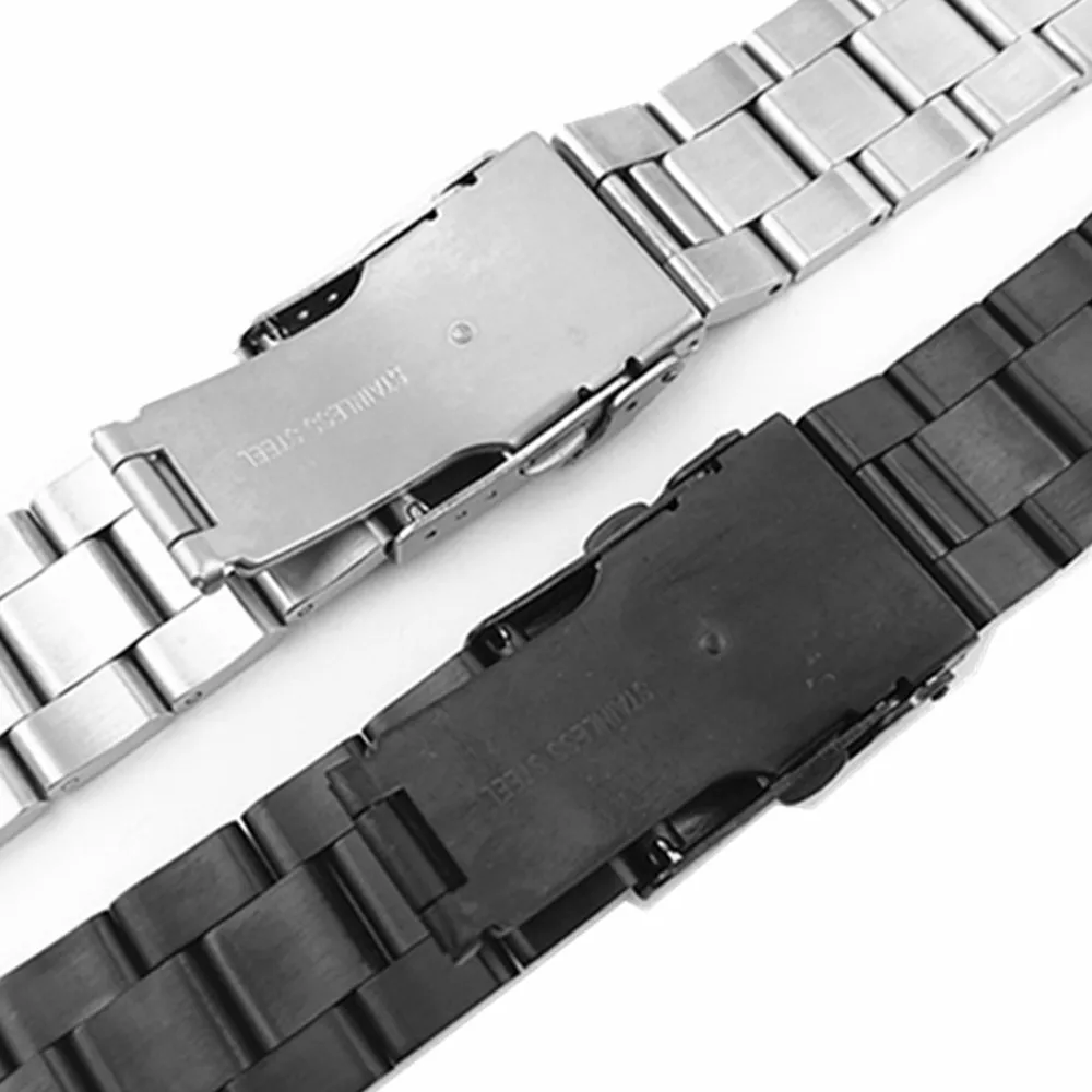 20 22mm Solid Curved Ends Stainless Steel Link Bracelet Wrist Watch Band Men Watches Bands Strap watch Replacement
