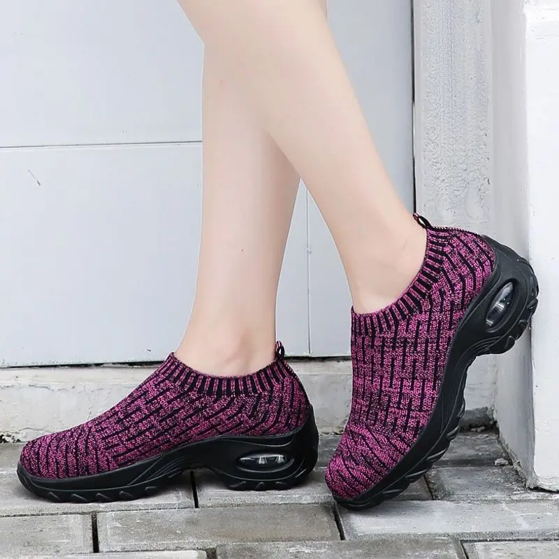 Tuyoki/4 цвета женская обувь для бега вязаная Повседневная Мягкая дышащая на толстой