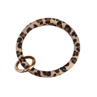 zwpon 2019 hot sale monogram printed pu leather circle bracelets wristlet bag car fob holder bangles key chain rings wholesale