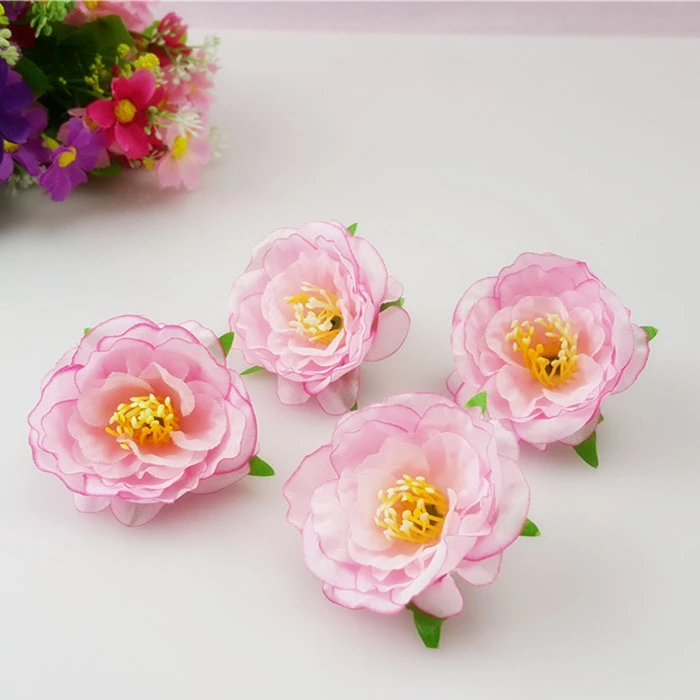 

5CM Artificial Tea Rose Decorative Silk Flower Heads For DIY Hair Garland Accessory Props Home Wedding Decoration