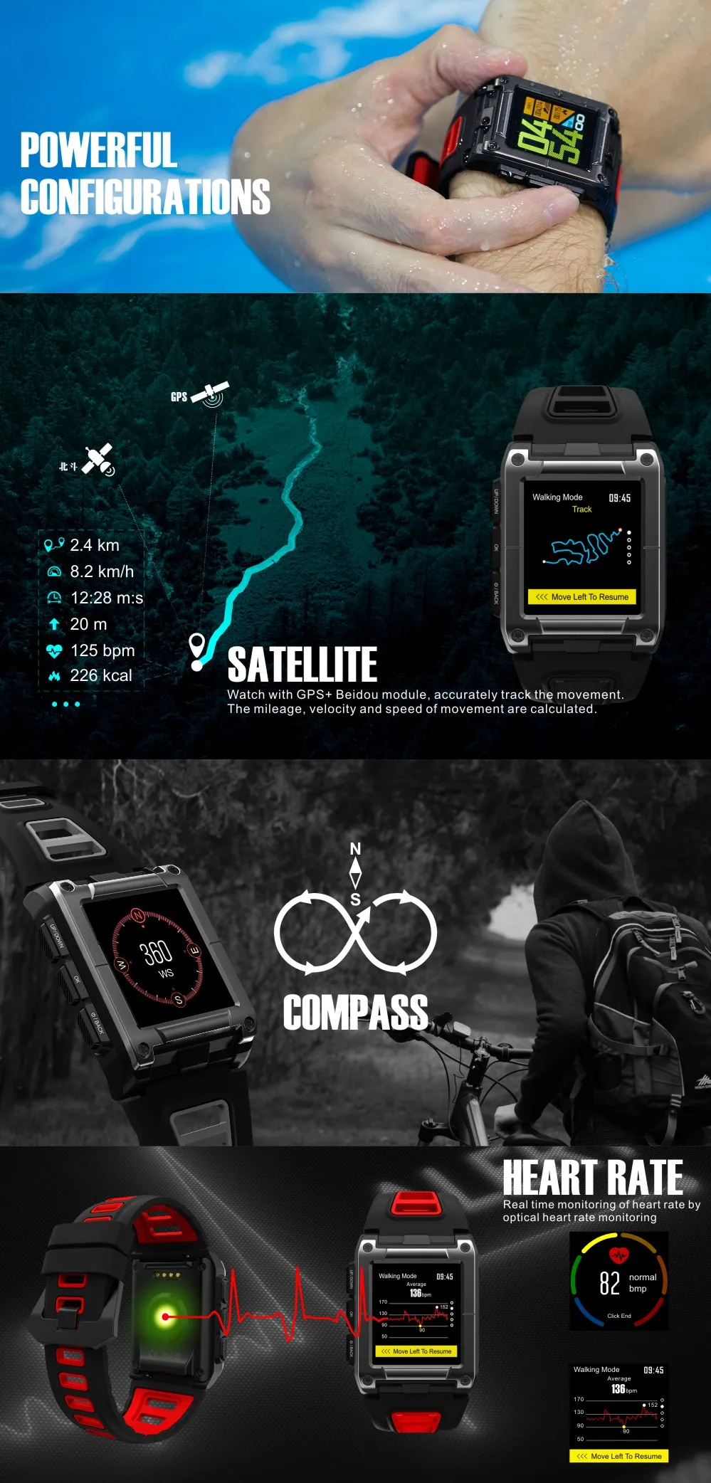 Gps монитор сердечного ритма ремень IP68 Водонепроницаемый плавание фитнес-трекер Многофункциональный цифровой ремешок мониторинг сердечного ритма подарок для мужчин