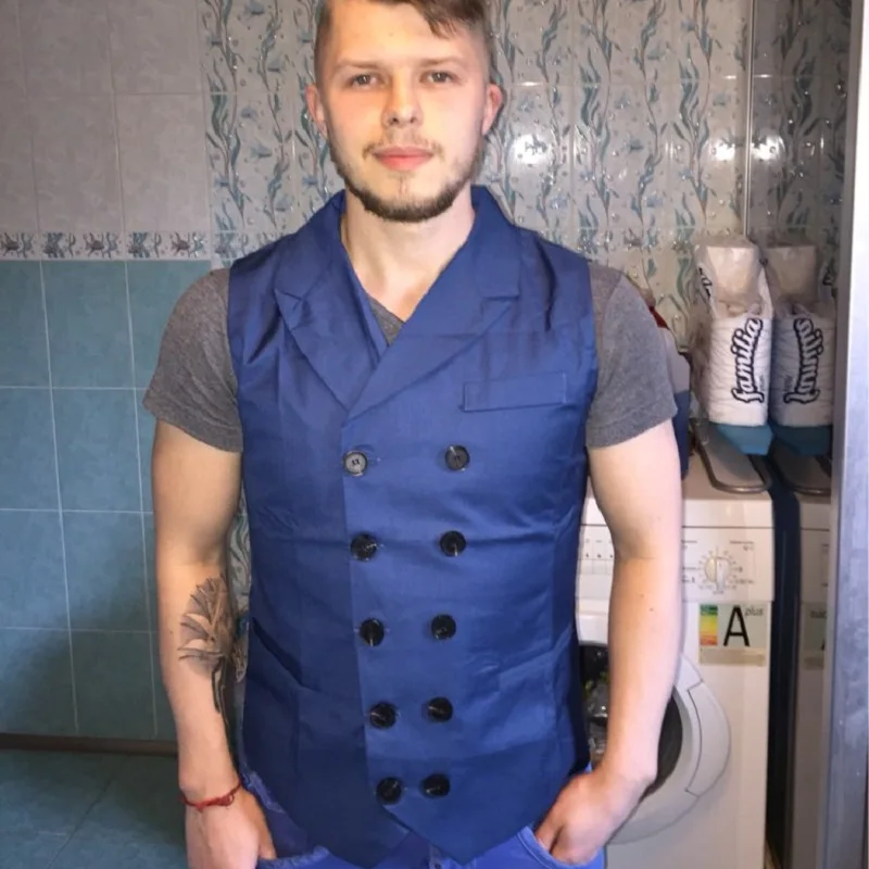 

Nice Men Blazer Vest Double Button Sleeveless Blazer Jaqueta Colete Masculine Gilet Homme Mens Formal Waistcoat Blusas Y2111