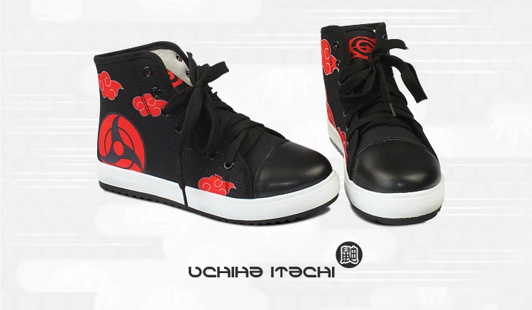 Наруто скейт обувь itachi Uchiha красный с принтом облака обувь ежедневно Высокая парусиновая обувь для хип-хопа Хэллоуин, Потому Костюм Аниме Косплэй обувь