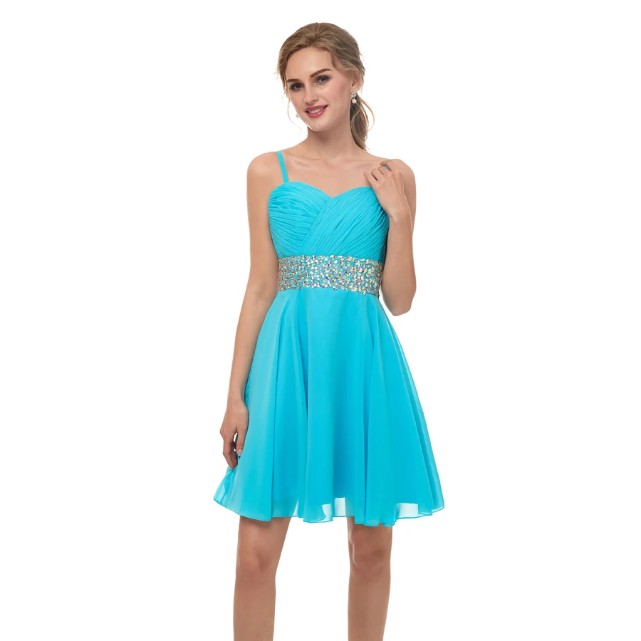 Vestido De Noche Милая трапециевидная талия с Блестящие кристаллы мини короткое