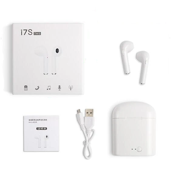 White have a box I7s Tws Bluetooth наушники, мини беспроводные наушники, спортивные наушники с громкой связью, беспроводная гарнитура с зарядным устройством для телефона xiaomi - Цвет: White have a box