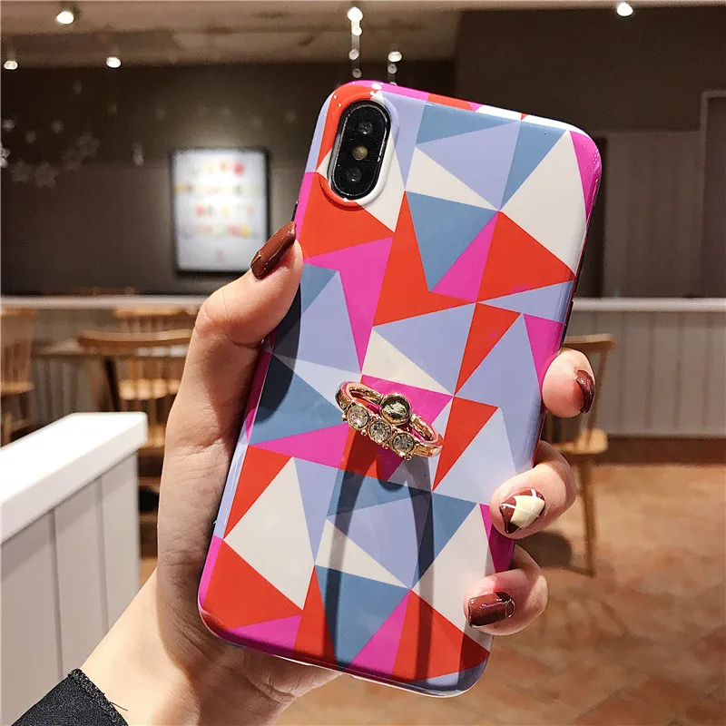 DISCASE простой геометрический Алмазный чехол для телефона iphone XS MAX XR X 6 6s 8 7 plus кольцо