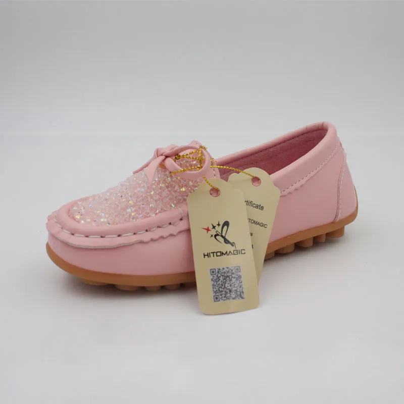 HITOMAGIC Children Shoes Girls Female Footwear With Rhinestones Bow Spring Summer Autumn Breathable Casual Kids Peas Shoe | Детская