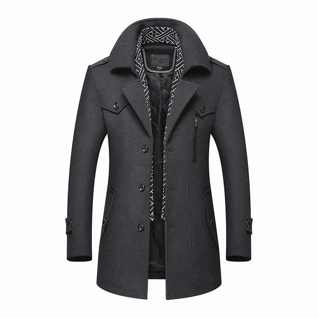 New Winter Warm Wool Coat Men Casual Slim Fit Jackets Outerwear Thick high-quality men's jacket stitching casual wool coat | Мужская