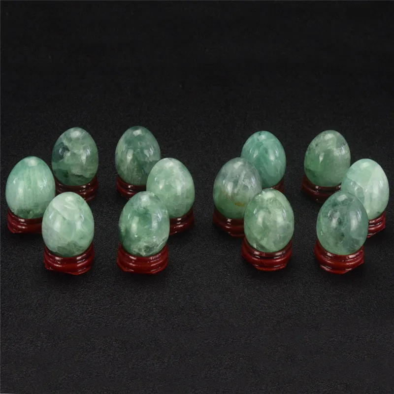 Нефритовое яйцо с подставкой 1 шт. натуральное зеленое флюоритовое для домашнего