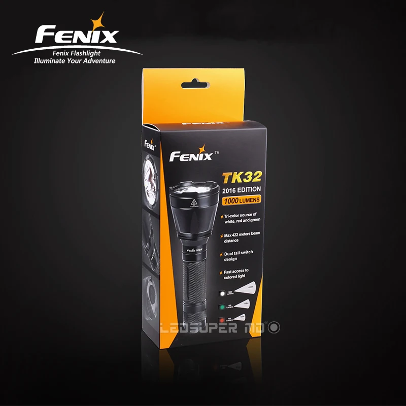 Дальний фонарь Fenix TK32 1000 люменов трехцветный охотничий фонарь с 422 метровым дальностью луча