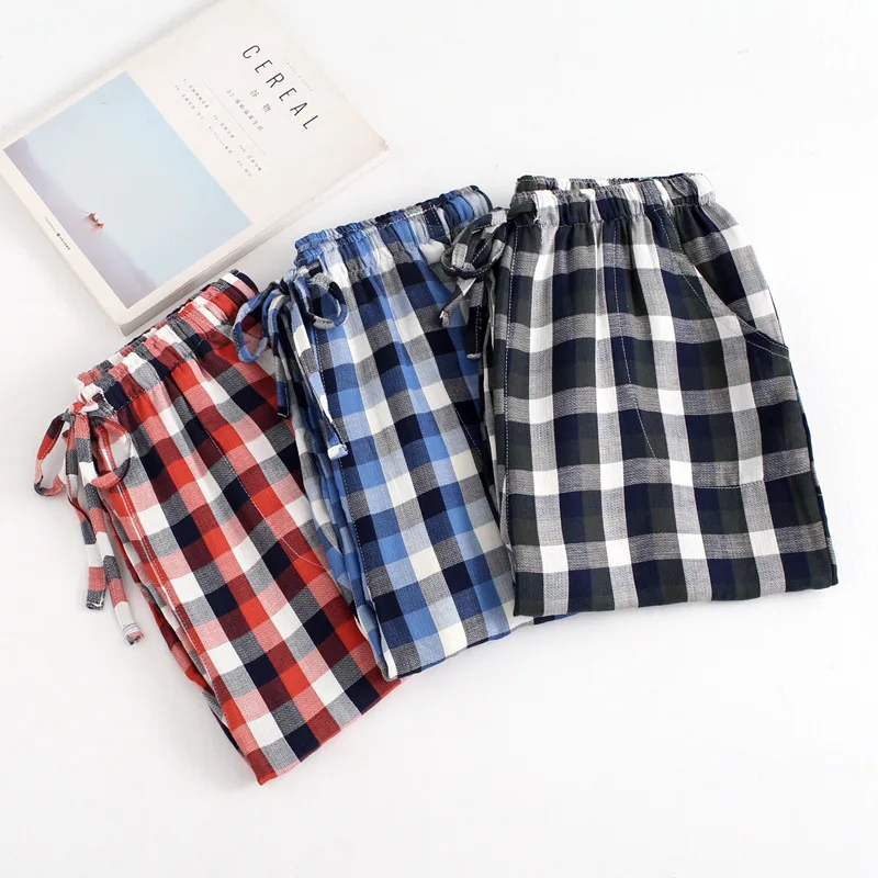 2020 Spring Autumn New Sleepwear Mens Lounge Pants Pijama Hombre Pantalon Cotton Plaid Sleep Pants Mens Bottoms Q1351