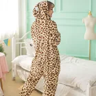 Женские леопардовые пижамные комплекты кигуруми фланелевые пижамы с капюшоном в виде животных зимние комбинезоны для взрослых Ночная рубашка пижамы Домашняя одежда