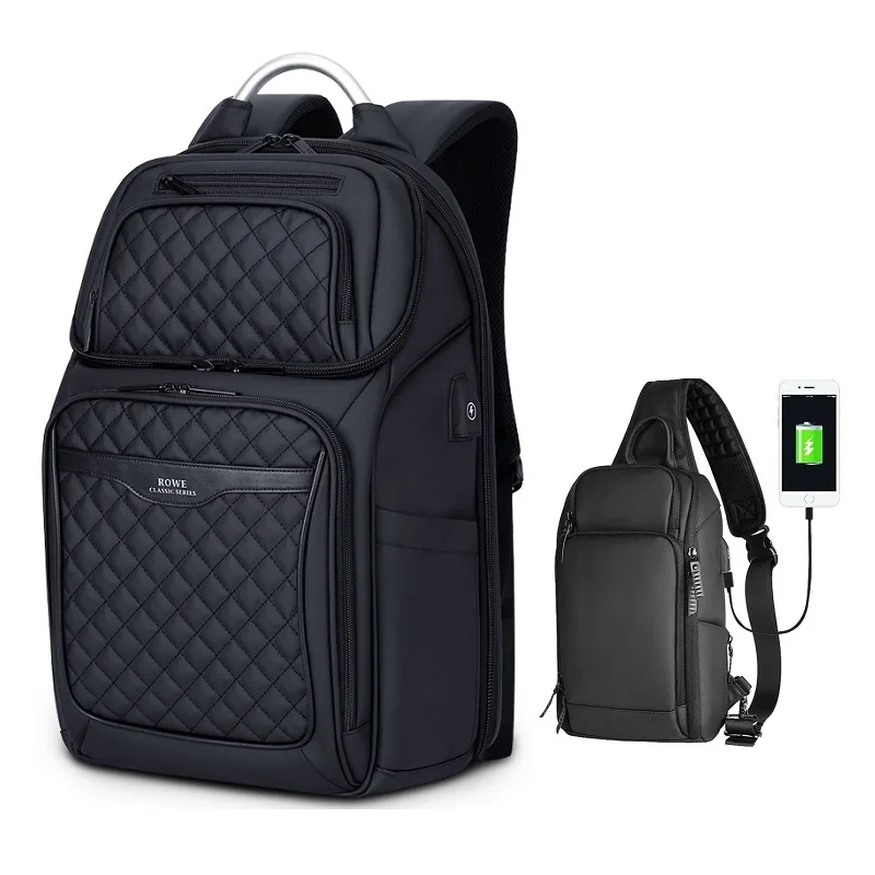 Set 4 Мужская сумка для зарядки через USB, 17 дюймов, бизнес рюкзак для ноутбука, водонепроницаемый, Противоугонный, большая емкость, Mochila, рюкзак для отдыха и путешествий, сумка - Цвет: Set 4
