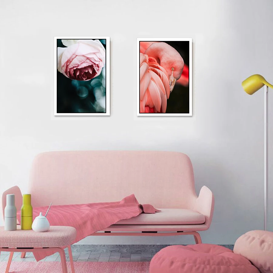 ASAPFOR Flamingo Wall Art Canvas Painting for Bedroom Pink Flower Print Abstract Woman Poster Birds Decorative Pictures | Дом и сад