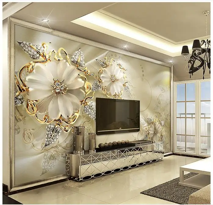 Custom photo wallpaper 3d wall murals European court TV setting wind gold jewelry flowers papers home decor | Обустройство дома