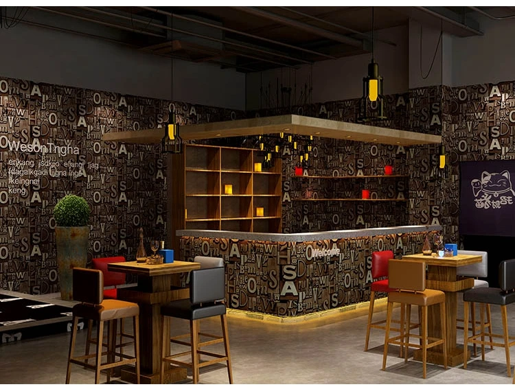 Ретро мода 3D английские буквы трехмерные обои с изображением героев Lounge Bar кафе фон обои с завитками