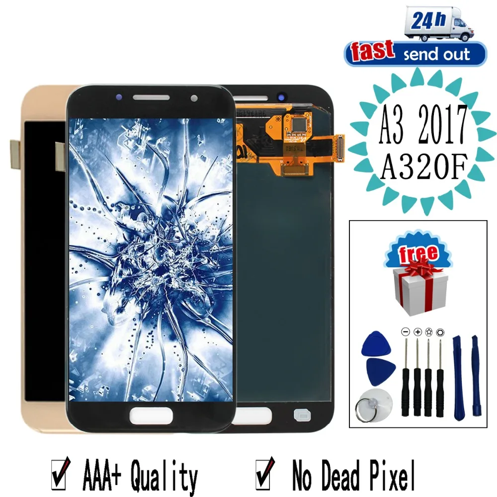4 7 ''amoled A320F ЖК дисплей для Samsung Galaxy A3 2017 A320 сенсорный экран испытания планшета