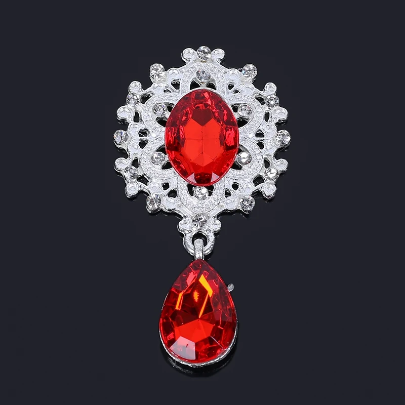 Red Новинка, хит, 50 шт., серебряные овальные Стразы в центре и в форме капли, кнопка для украшения свадебного стекла, одежда для рукоделия LP140 - Цвет: Red