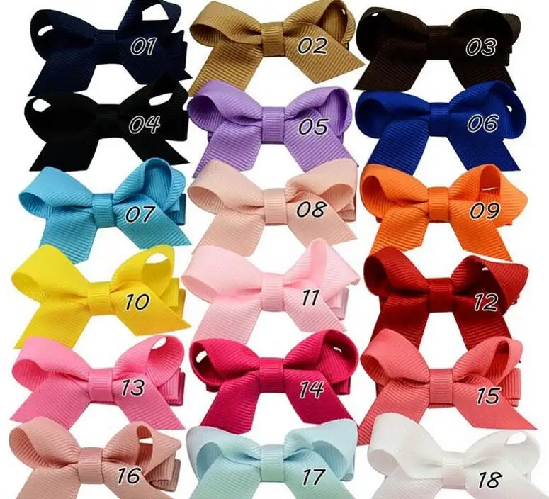 

Free Shipping 20pcs/lot Tiny 2" Hair Bows Fully Lined Hair Clips Fine Hair bow