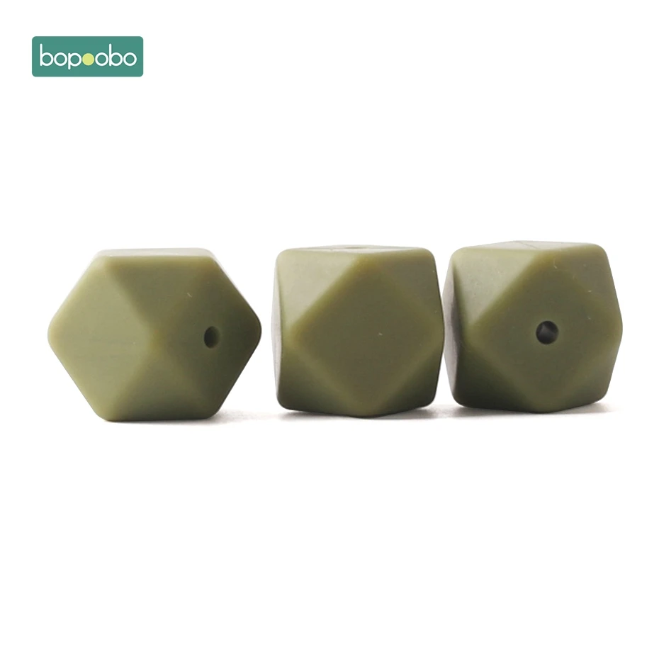 Army Green Bopoobo 100 шт 17 мм Силиконовые шестигранные шарики силиконовые Детские Прорезыватели силиконовые бусины для ожерелья безопасные игрушки силиконовые крошечные стержни - Цвет: Army Green