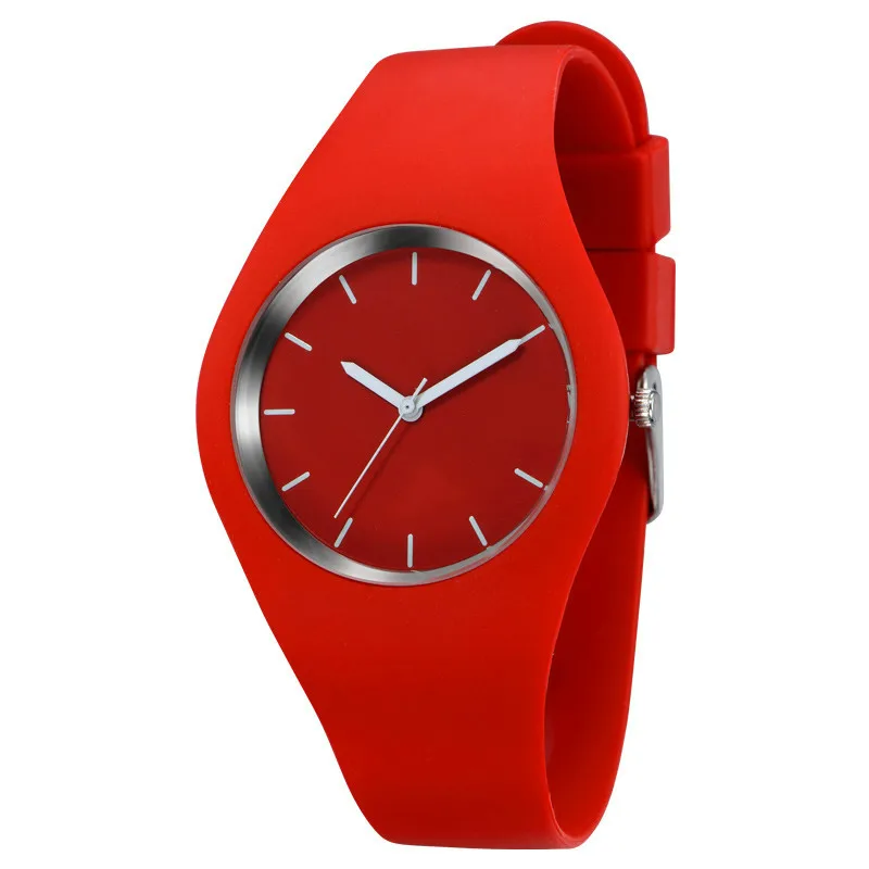 Модный ремешок женские повседневные кварцевые часы мужские часы Montre Femme Reloj Mujer силиконовые водонепроницаемые часы спортивные наручные часы Relojes - Цвет: red