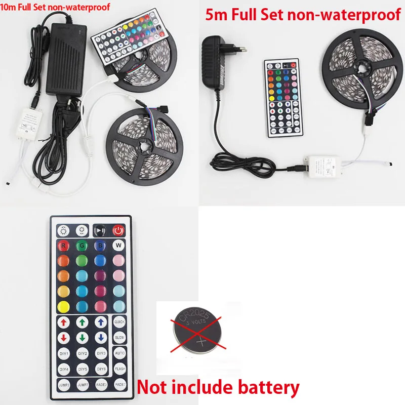 SMD 5050 RGB led strip Light 60led/m 10m 5m lampTape fita tira ip waterproof diode ribbon 44K Controller DC 12V adapter kit set | Лампы и