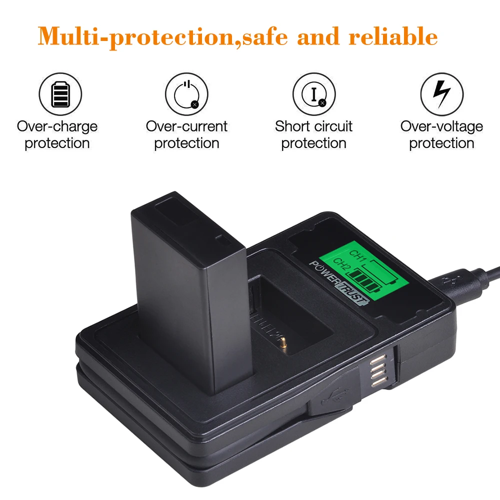 Powertrust EN-EL20 EN EL20A LCD USB двойное зарядное устройство с usb-кабелем и портом типа C для