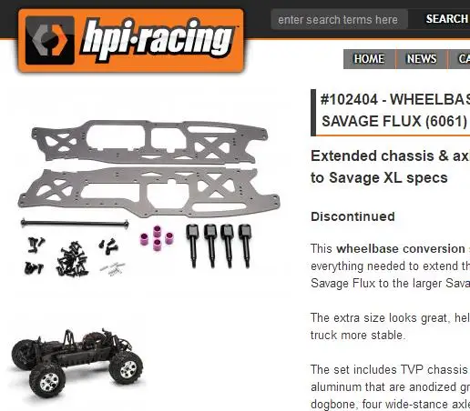 HPI набор для конверсии длинной колесной базы (флюс) 1/8 RC Turck Savage XL HPI102404|Детали и