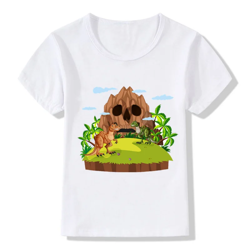 ZSIIBO/футболка с принтом динозавра для мальчиков и девочек детская одежда
