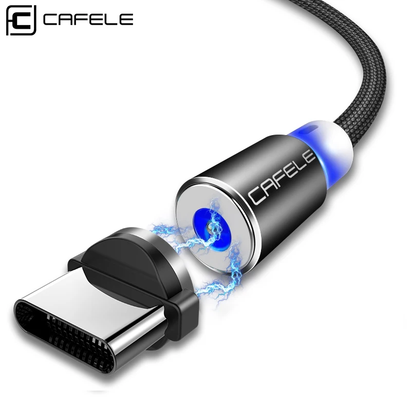 Cafele 100 см/200 см светодиодный магнитный usb-кабель USB C кабель для samsung Note 9 Магнитный зарядный кабель USB type C