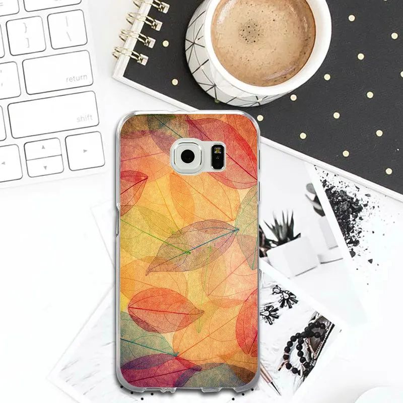Colorful Leaf Texture Slim Soft TPU Phone Cases for Samsung Galaxy S2 S4 S5 S6 S7 S8 S9 Edge Plus Note 2 3 4 5 8 Coque Fundas |