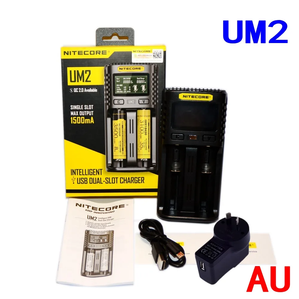 UM2 add USB power NITECOR UM4 UM2 C4 VC4 LCD Смарт зарядное устройство для Li-ion/IMR/INR/ICR/LiFePO4 18650 14500 26650 AA 3,7 1,2 V 1,5 V батареи D4 - Цвет: UM2 add USB power