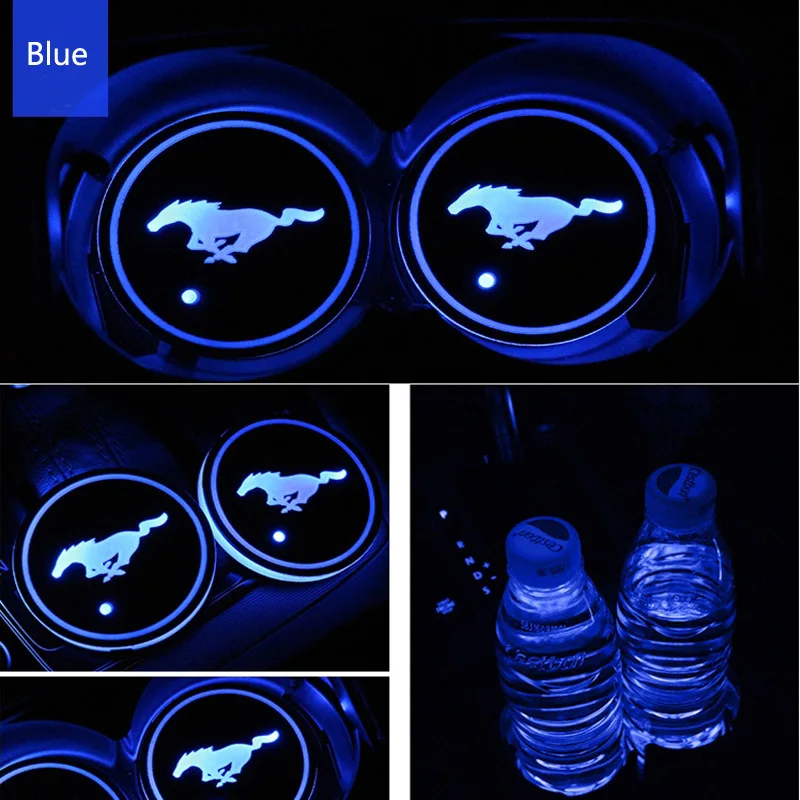 AEING 2 шт./компл. для Ford Mustang логотип значок автомобиля Led блестящая чашка воды паз