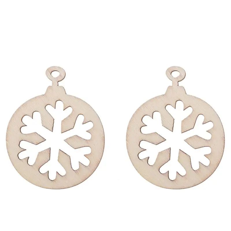 10PCS Hollow Snowflake Cutout Slices For DIY Crafting Decoration Jewelry Earing Making Christmas Tree Wooden Pendants A3