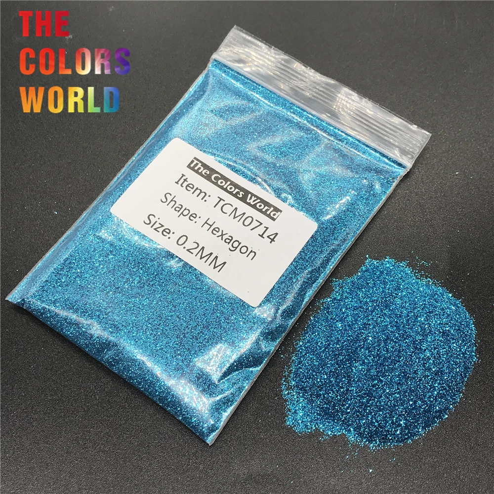 TCM0714 Бирюзовый синий цвет металлический блеск шестиугольная форма для ногтей