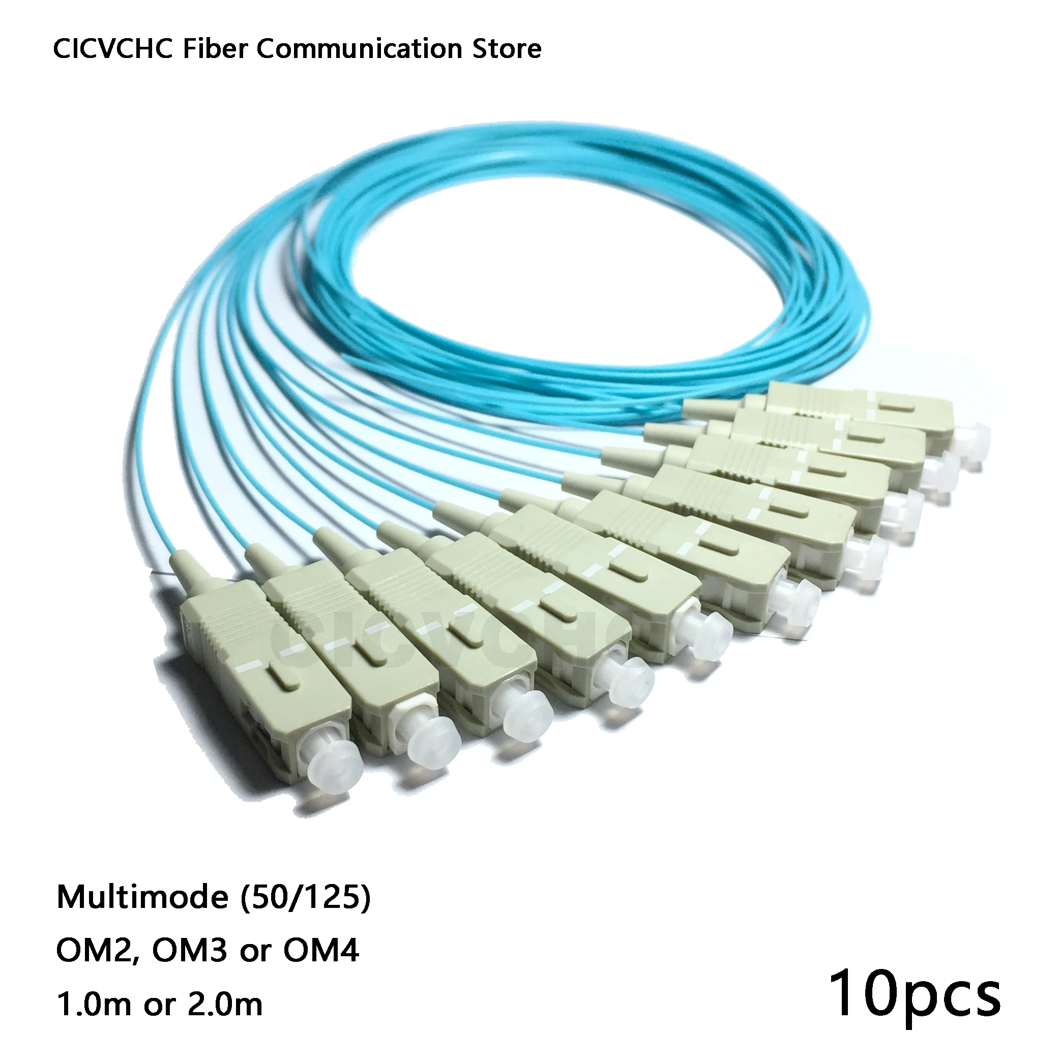 10pcs SC/UPC-MM(50/125)-OM2, OM3, OM4-0.9mm Cable / Optical Fiber Pigtail
