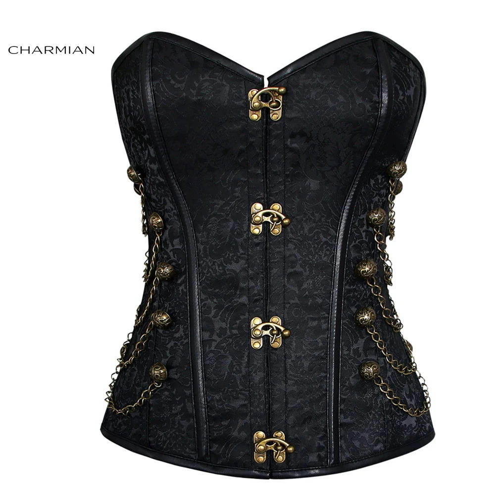 As shown 4 Charmian размера плюс, винтажный стимпанк корсет, спиральный корсет со стальными косточками, корсет, корсет, Espartilhos для женщин - Цвет: As shown 4