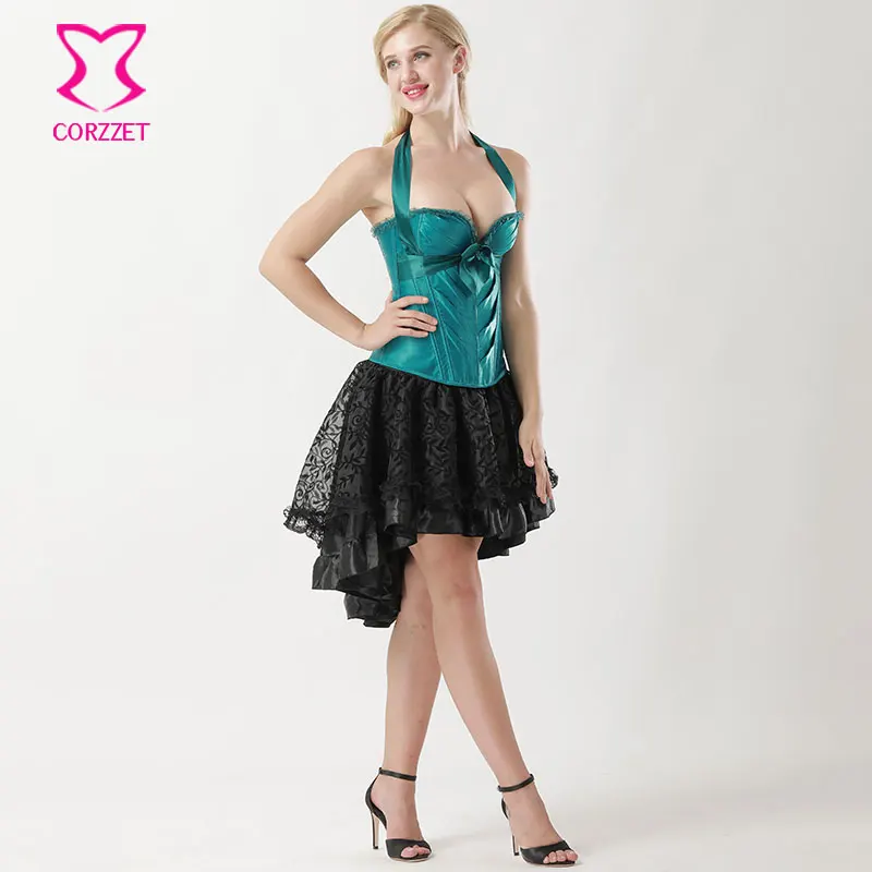 Океан детские зеленые атласные с лямкой на шее пуш ап корсеты и бюстье