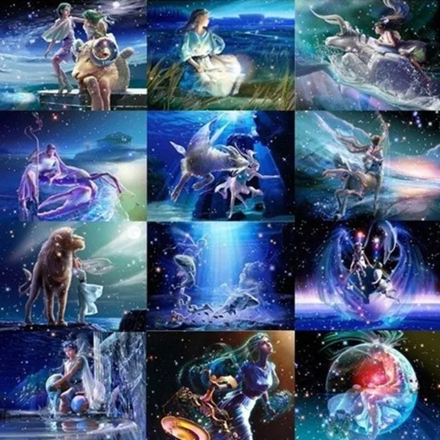 12 зодиака Созвездие сказочная Алмазная Вышивка Смола полная круглая 5ddiy картина