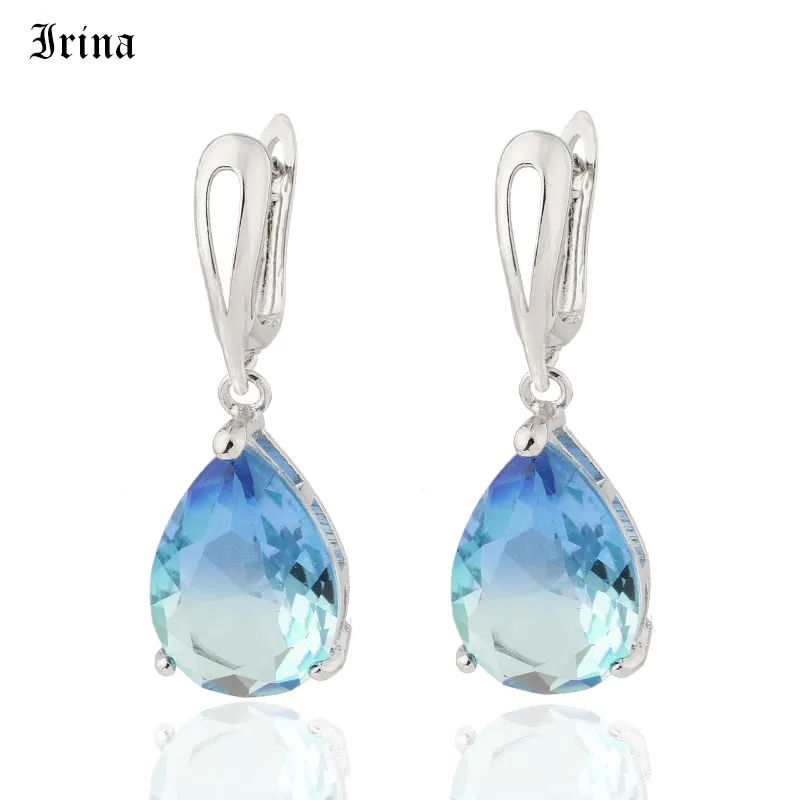 

Unusual Earrings Jewelry Colorful Tourmaline Crystal Zirconia Engagement Drop Earrings For Women