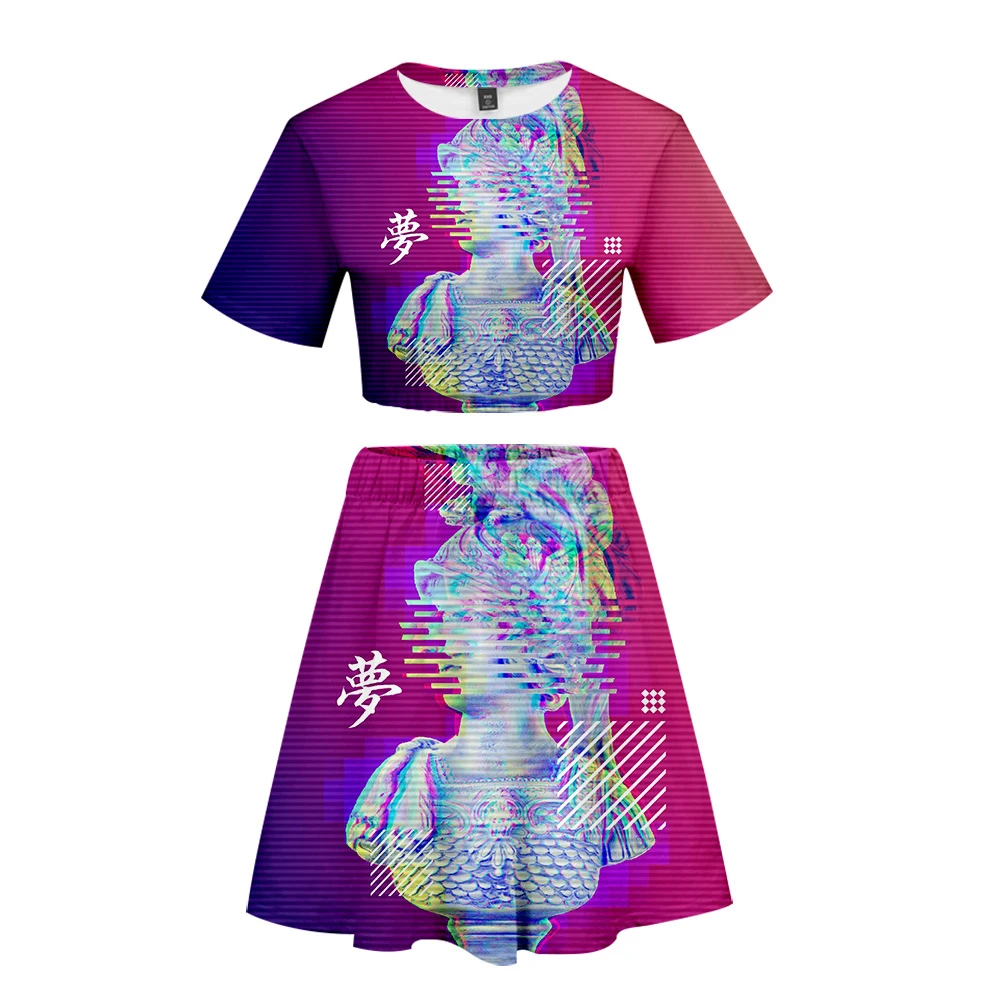 Лидер продаж 2019 года новый модный трендовый комплект с объемным принтом Vaporwave из