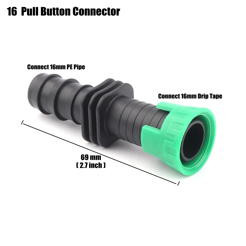 1Pull Button Connect 2 шт. 16 мм капельные ленты разъемы капельного орошения 16PE орошения воды трубы шланг разъем клапан садовые водяные разъемы - Цвет: 1Pull Button Connect