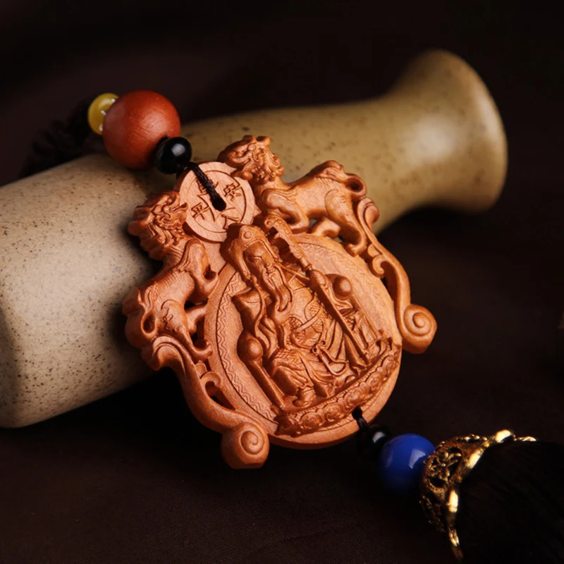 Брелок Zhendian treasure Car из красного дерева двойной танец сидя Guan добросовестное