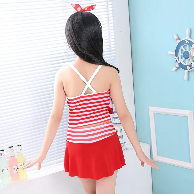 2019 полосатый многослойный Купальник для девочек пикантная детская одежда