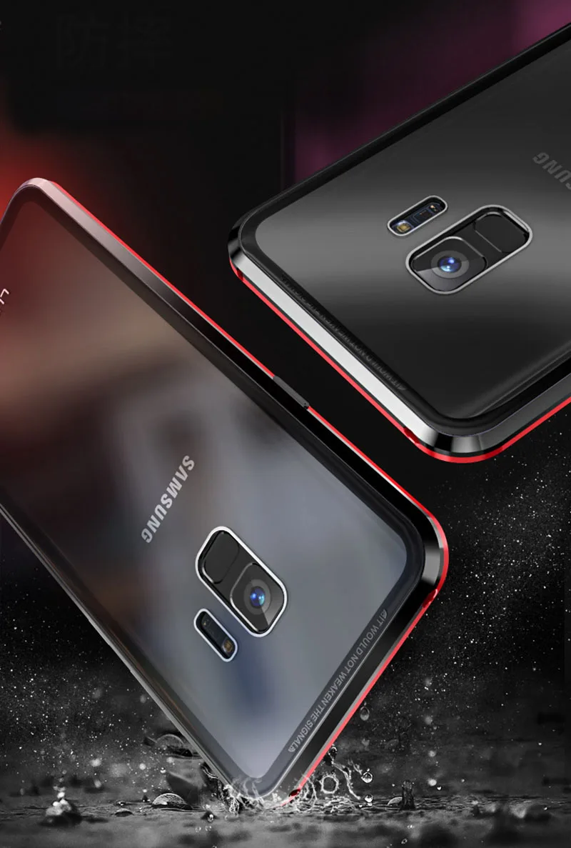 BFOLLOW передний и задний 5D изогнутый стеклянный чехол для samsung Galaxy S9 Plus/S9 Note 9 Магнитный 360 Полный корпус алюминиевый металлический чехол