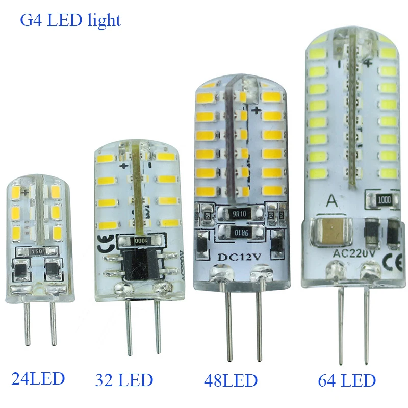 G4 24 светодиодный 32 48 Светодиодный 64 лампы 3014SMD хрустальный светильник DC12V/AC12V AC220V